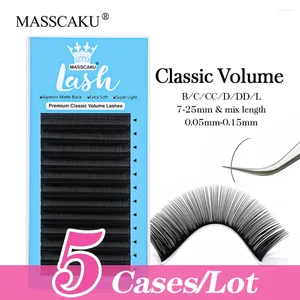 Falsche Wimpern Masscaku 5Casen/Los 12Rows herausragende klassische Lautstärke Eyelash Koreanisch PBT Individuelle Seidenmatte schwarze flauschige Verlängerung