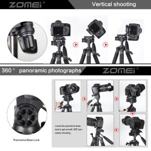 Zomei Q111 Alüminyum Profesyonel Taşınabilir Seyahat Alüminyum Kamera Tripodpan SLR DSLR Dijital Kamera