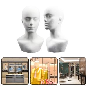 Practical Foam Male Mannequin Head Model Hat Cap Wig Eyeglasses Display Stand Rack Cleanable Barbershop Mall Closet Holder