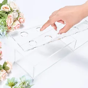 Vases 10/12/18 Holes Clear Acrylic Flower Vase Rectangular For Dining Table Wedding Decoration Rose Gift Box Desktop Home