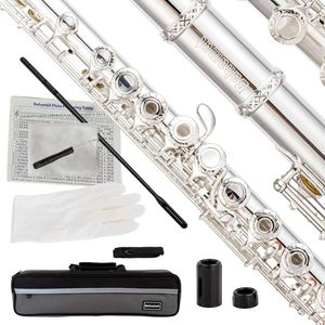 Flauta profissional de pé B com deslocamento G e mecanismo e dividido - 17 flauta de orifício aberto para desempenho superior e reprodução de precisão