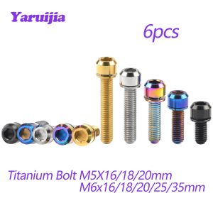 Yaruijia Titanium Bolt Ti M5/M6x16/18/20/25/25/35mm自転車ディスクブレーキステムクランプ6PCS用ワッシャー