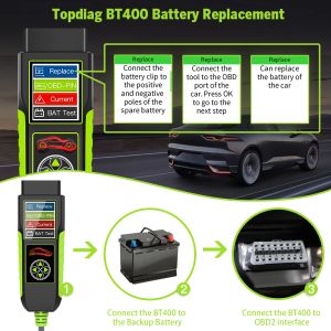 Topdiag BT400 bilbatteritestare Automotive OBD Scan 12V/24V 20-2000 CCA Battery Analyzer Load Test Auto Cranking Charging Tool