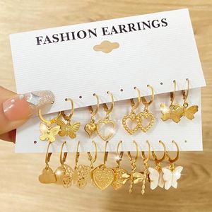 Dangle Ohrringe Kisswife Gold Farbe Herz Schmetterling Set für Frauen Mädchen Metall Tier Libelle HOOP Zauberhütte Schmuckparty Geschenke