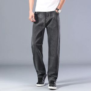 6 Colors Spring Summer Mens Thin Straight-leg Loose Jeans Classic Style Advanced Stretch Baggy Pants Male Plus Size 40 42 44 240329