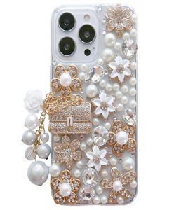 New iPhone Cases 14 13 12 11 Pro Max Mini Xs Xr X 8 7 6s Plus Women Sparkly Rhinestone Diamond Flower Clear Cover1036437