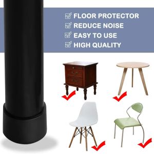 4Pcs/Set Black PVC Chair Leg Caps New Round Bottom Furniture Feet Silicone Pads Non-Slip Covers Floor Protectors Accessories