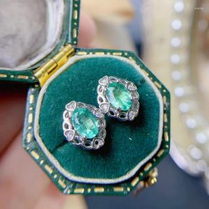 Stud Earrings Natural Emerald For Women Silver 925 Jewelry Luxury Gem Stones 18k Gold Plated Free Shiping Items