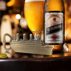 LKKCHCHER 3D Бронза/Темный серебряный пароход с пивными бутылочками для пива ретро -панк -содовая бутылка бутылка штопора бокс для отчина отчина
