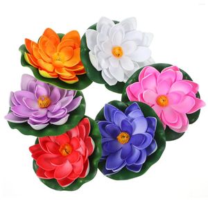 Fiori decorativi da 6 pezzi Flower Plastic Plastic Plastic Ornamenti per lo stagno galleggiante Loto di loto artificiale Eva Piscina galleggiata