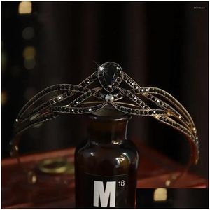Klipy do włosów Barrettes Black Biżuter Prezent Rhinestone Kobiety Zespoły konkursowe Diodem Bride Fairbass