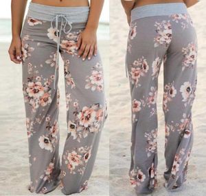 Womens Casual Comfy Stretch Floral Print Drawstring Fitness Legings Yoga Pants Palazzo Wide Lob Lounge Pants308683836