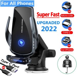 Skor Automatisk 15W Fast Car Wireless Charger för iPhone 13 12 Pro Max Samsung Xiaomi Magnetic USB Fast Charging Phone Holder Mount