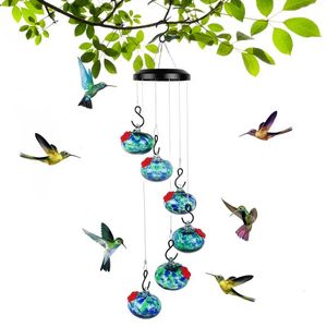 Przeciwdziałanie podajnikom hummingbird Feeder Bird Feeder z wiatrowymi dzwonkami szczelnymi ptakami karmą ogrodową Wystrój ogrodu Pojemnik na narzędzie pokarmowe 240408