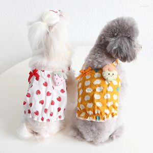 Odzież dla psa Camisole Pet ubrania kamizelka koszulka bawełniana spódnica letnia kota sukienka Puppy Wedding Floral Clothing for Dogs Teddy