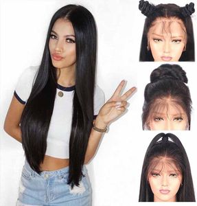 Pre Plucked Brazilian Lace Front Wigs For Black Women 150 Density Brazilian Straight Virgin Human Hair Lace Front Wigs With Baby H1913348