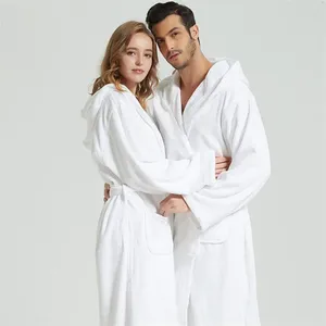 Towel Thick Cotton Kids Bathrobe Children Adult Hooded Pajamas Nightwear Nightgown Girl Night-robe Nightdress