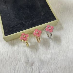 Märke klöver ring singel blommor diamant kvinnors ring hög kvalitet 18k guld agat rostfritt stål designer ring gåva