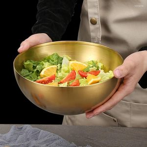 Bowls Kitchen Creative Stainless Steel Salad Ramen Bowl Korean Tableware Soup Fruit Gold Single Layer Cooking Basin Noodle