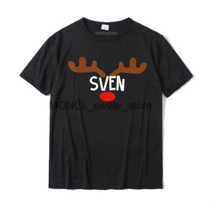 Men's T-Shirts Sven Reindeer Antler Funny Holiday Gift T-Shirt Camisas Customized Tops Tees For dents Wholesale Cotton Top Unique H240408