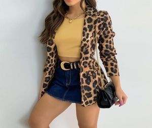 Women039s Suits Blazers Fashion Women Long Sleeve Jacket Top Ladies Casual Leopard Print Cardigan Outwear Coat9373703