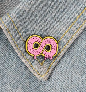 Sevimli çizgi film pembe donut metal kawaii emaye pim rozeti düğmeleri broş gömlek ceket çantası dekoratif broşlar kadınlar için broşlar 3795028