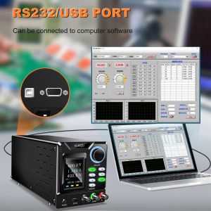 KUAIQU 200V 300V 400V 1A RS232/USB Programmable DC Power Supply Adjustable Regulated Lab Bench Power Software Connect PC