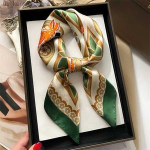 Scarves New 70*70cm Fashion Handkerchief Neck Scarf For Women Shawl Silk Satin Hair Female Square Hairband Headband Bandana Head Scarves240409