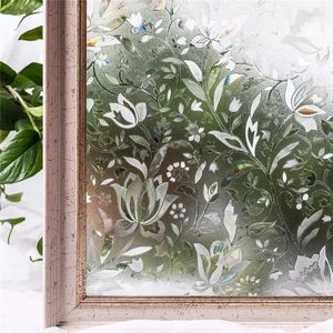 Window Stickers 3D Tulip Laser Effect Films Privacy Decorative Film Opaque Anti-UV Non-Adhesive Static Cling Glass Sticker For Home