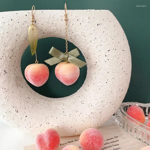 Dangle Earrings Cute Sweet Long Earhook For Women Fashion Peaches Stud Contracted Joker Girl Peach Female Je