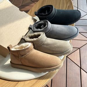 المصمم الكلاسيكي Ultra Mini Boots Snow Boot Platform النساء رجال فراء الأغنام تسمان تازان تازن كستناء الرمال بذور بيج Driftwood الأسترالية في الكاحل الشتوي