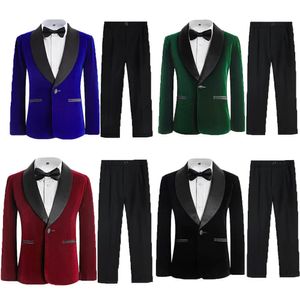 Flower Boys Velvet Jacket Pants Bowtie 3pcs Cuit Kos kombinezonu 1year urodzinowe Dzieci