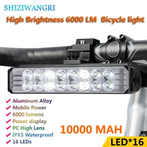 8000mAh 5 LED BICKEIRA EMBALHA IMPORTANTE LEITA DE LED DE LED para bicicletas Recarregável 5200lm Lâmpada de farol Acessórios para bicicletas