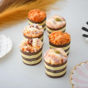 Kwiaty dekoracyjne 6 szt. Sztuczne ciasto Cupcake Symulacja Desser Puchar Food Model Pography Fałszywe okno dekoracje weselne dom