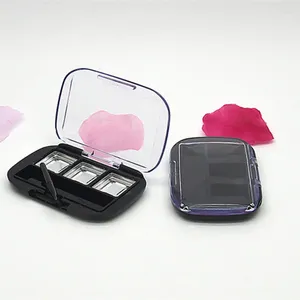 Storage Bottles Empty 3 Grids Eyeshadow Compact Case Lip Rouge/Blush Powder Box DIY Cosmetic Refillable Containers F356