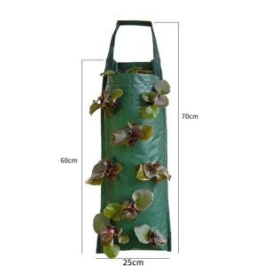 4 8ポケットストロベリー植栽バッグ庭園植物栽培バッグハンギングプランターポットポテト植物野菜ハーブの花のサポート