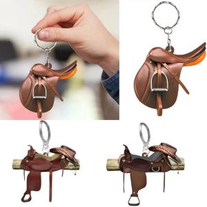 Saddle Keychain Western-Key Ring Accessoire einzigartige Neuheiten Geschenke Pferd Anhänger Keychain für Frauen Girl Dropship