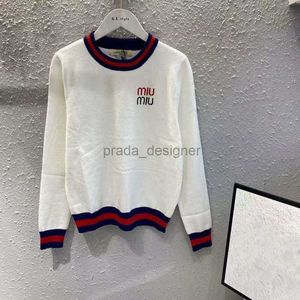 High quality women's sweater designer Fashion Women Colorful Letter Embroidery Contrast Round Neck Knitwear Autumn Versatile Age Reducing Pullover Sweater Women's