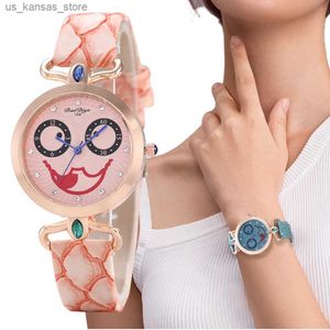 Relógios criativos do palhaço criativo Mulheres quartzo es novas mulheres Small Wristes Qualidades Mulher relógio de couro relógio feminino240409