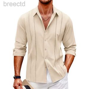 Camisas casuais masculinas 2024 Mens Festa da moda da moda e confortável camisa de manga longa HD PRIMED HD PRIMEIRA BOTOL