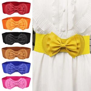 Bälten Kvinnor Fashion Elastic Bow Decoration midjeband Elegant stretchmidja för klädrockdräkt Dekorativ