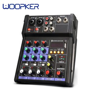 Microphones Portable Digital Audio Mixer DJ Controller equipo de sonido With USB MP3 Jack 4 Channels Professional Table De Mixage Audio