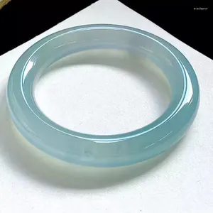 Bangle High Blue Water Round Stripe Floating Flower Jade Armband Quartz Rock Sky Clear