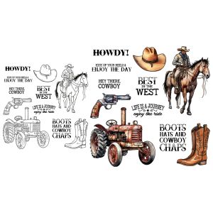 Mangocraft Cool Cowboy Tractor and Boots Clear Stamps DIY Scrapbooking Supplies Silicone Stamp for Card Albums Decor