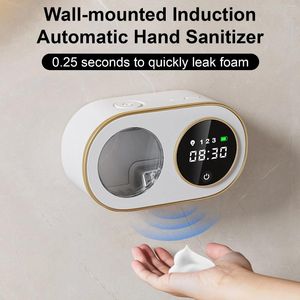 Liquid Soap Dispenser Wall Mounted Sensor Automatic Hand Foam Temperature Waterproof Human Contact Free