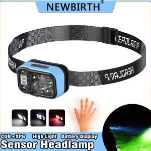 Multi-Light Source Headlamp Lightweight Portable LED Head-lampor Uppladdningsbar strålkastare med Battery DisplayLife Waterproof Lamp