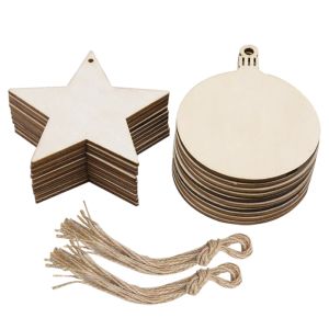 10 pezzi di alberi di Natale ornamenti in legno Ornamenti per la stella della palla di Natale Forma in bianco etichette in legno naturale di natale natale per la casa pendente sospeso