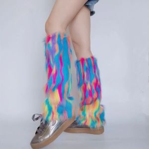 Kunstpelze Bein wärmere, warme, weich gemütliche Fuzzy Bein wärmere Stiefelmanschette Cover für Frauen Party Kostüme Stiefelhäule Stiefelabdeckungen