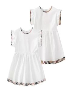 Summer Baby Girls Princess Dresses Cotton Kids Zipper Kort ärmklänning Söt tjejplädkjolar Kjol Barnkläder5289952