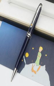 Wysokiej jakości niebieski Le Petit Prince Rollerball Ballpoint Silver Metal Cap z Deep Blue Precious Direl Pen na prezent3591647